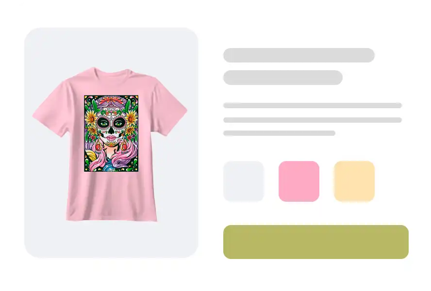 Diseño de Catrina mexicana para prendas de diversos colores