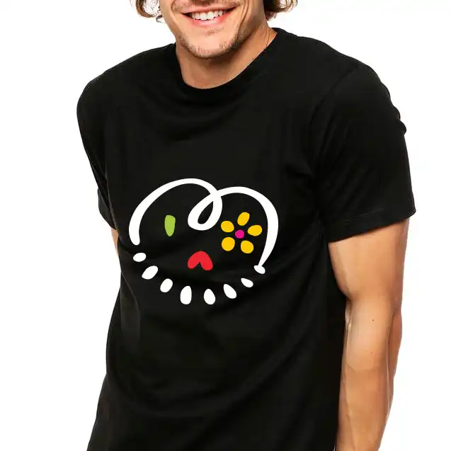 Camiseta negra Viva Muerte estampada en colores